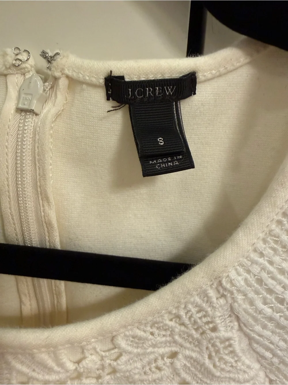 J. Crew Creamy White Structured Lace-Trim Peplum Shell Tank Small